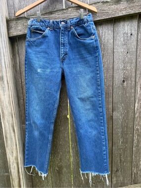 Levi's Orange Tab Men's Straight Blue Denim Jeans with Raw Hem